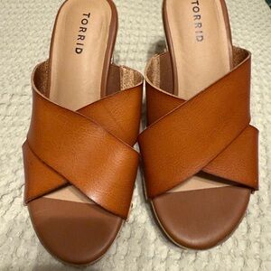 Torrid Brown Leather Mules with Matte Finish